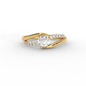 Criss-Cross Pavé Diamond Solitaire Ring in 14K & 18K Gold
