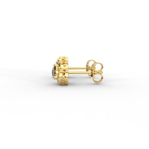 Elegant Tri-Frame Diamond Stud Earrings with Pavé Accents - Image 3