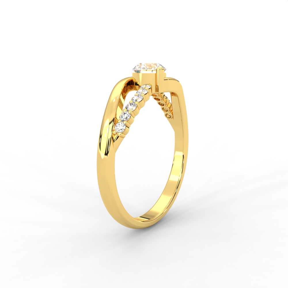 Criss-Cross Pavé Diamond Solitaire Ring in 14K & 18K Gold - Image 3