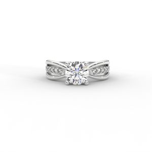 Criss-Cross Diamond Band Gold Solitaire Ring - Image 9