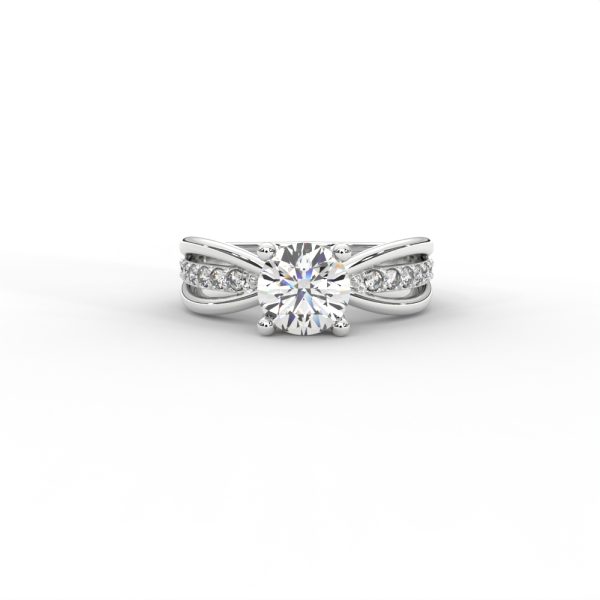 Criss-Cross Diamond Band Gold Solitaire Ring - Image 9
