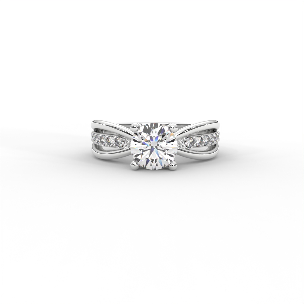 Criss-Cross Diamond Band Gold Solitaire Ring - Image 9