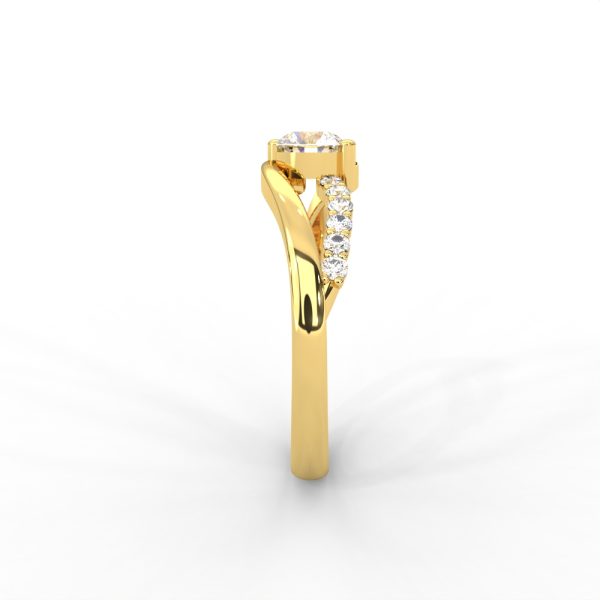 Criss-Cross Pavé Diamond Solitaire Ring in 14K & 18K Gold - Image 2