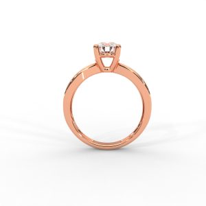 Criss-Cross Diamond Band Gold Solitaire Ring - Image 8