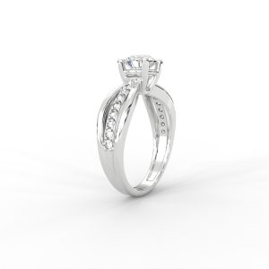 Criss-Cross Diamond Band Gold Solitaire Ring - Image 11