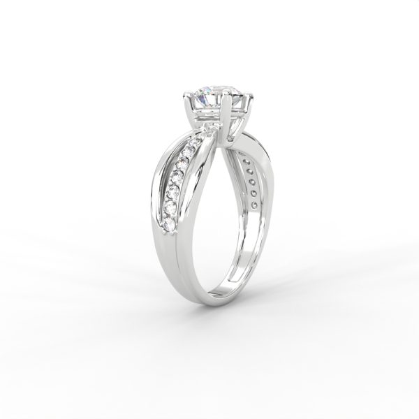 Criss-Cross Diamond Band Gold Solitaire Ring - Image 11