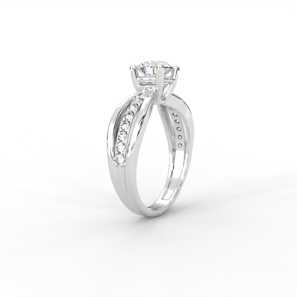 Criss-Cross Diamond Band Gold Solitaire Ring - Image 11