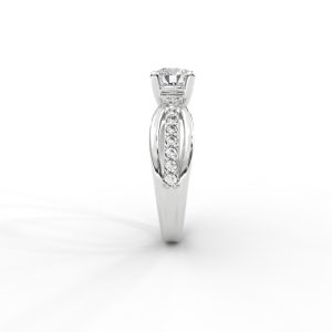 Criss-Cross Diamond Band Gold Solitaire Ring - Image 10