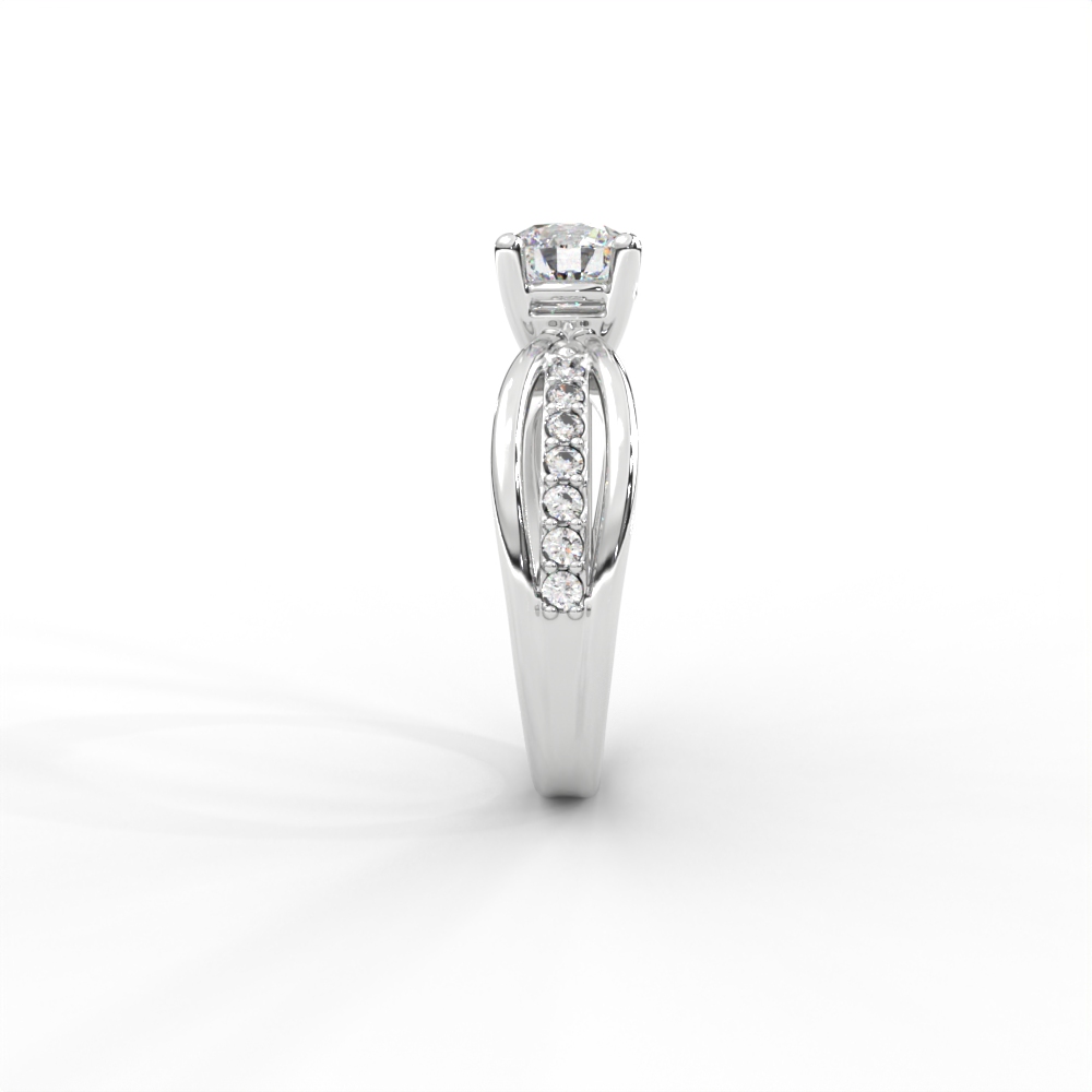 Criss-Cross Diamond Band Gold Solitaire Ring - Image 10