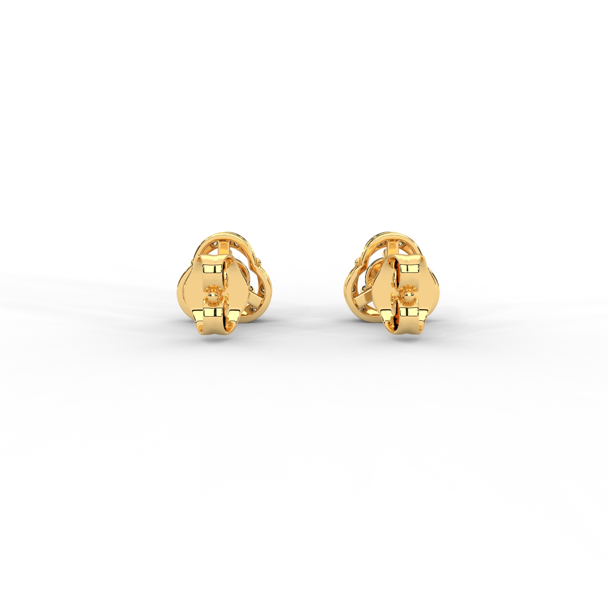 Elegant Tri-Frame Diamond Stud Earrings with Pavé Accents - Image 4