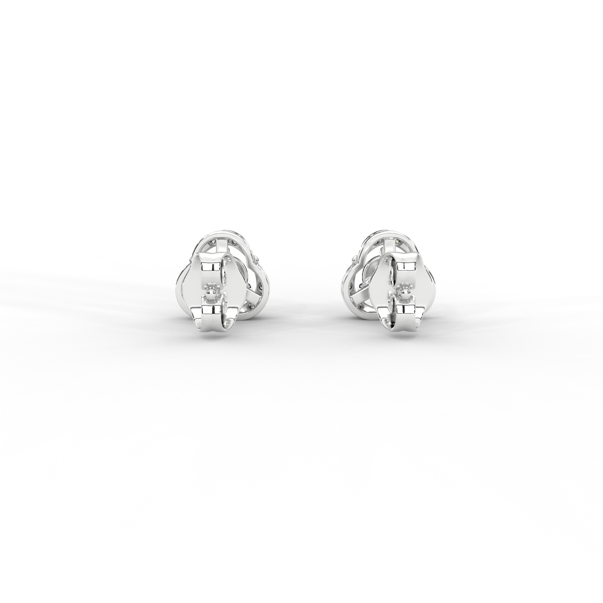 Elegant Tri-Frame Diamond Stud Earrings with Pavé Accents - Image 12