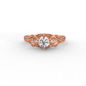 Woven Gold Solitaire Ring with Intricate Diamond Setting - Image 5