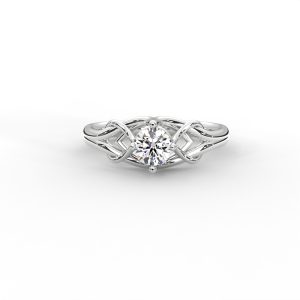 Woven Gold Solitaire Ring with Intricate Diamond Setting - Image 9