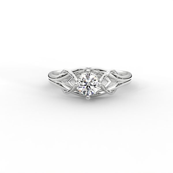 Woven Gold Solitaire Ring with Intricate Diamond Setting - Image 9
