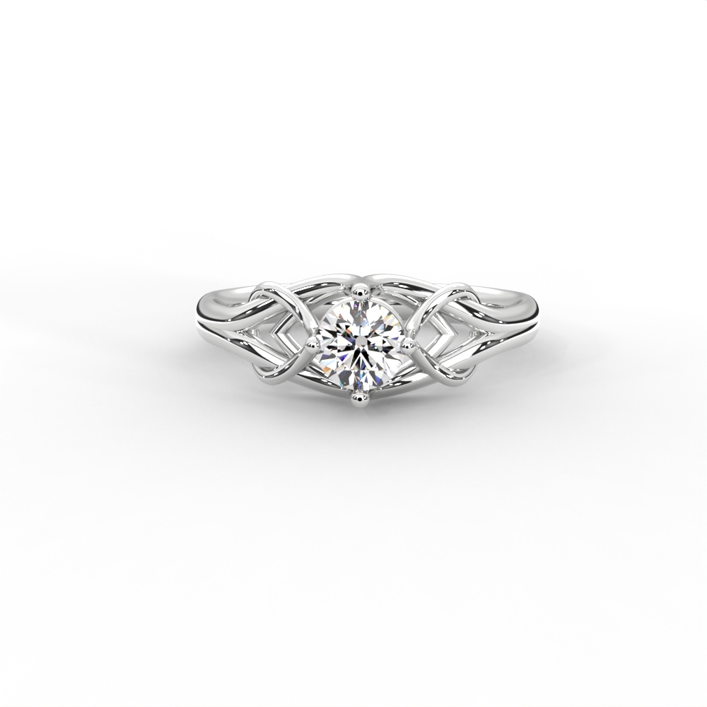 Woven Gold Solitaire Ring with Intricate Diamond Setting - Image 9