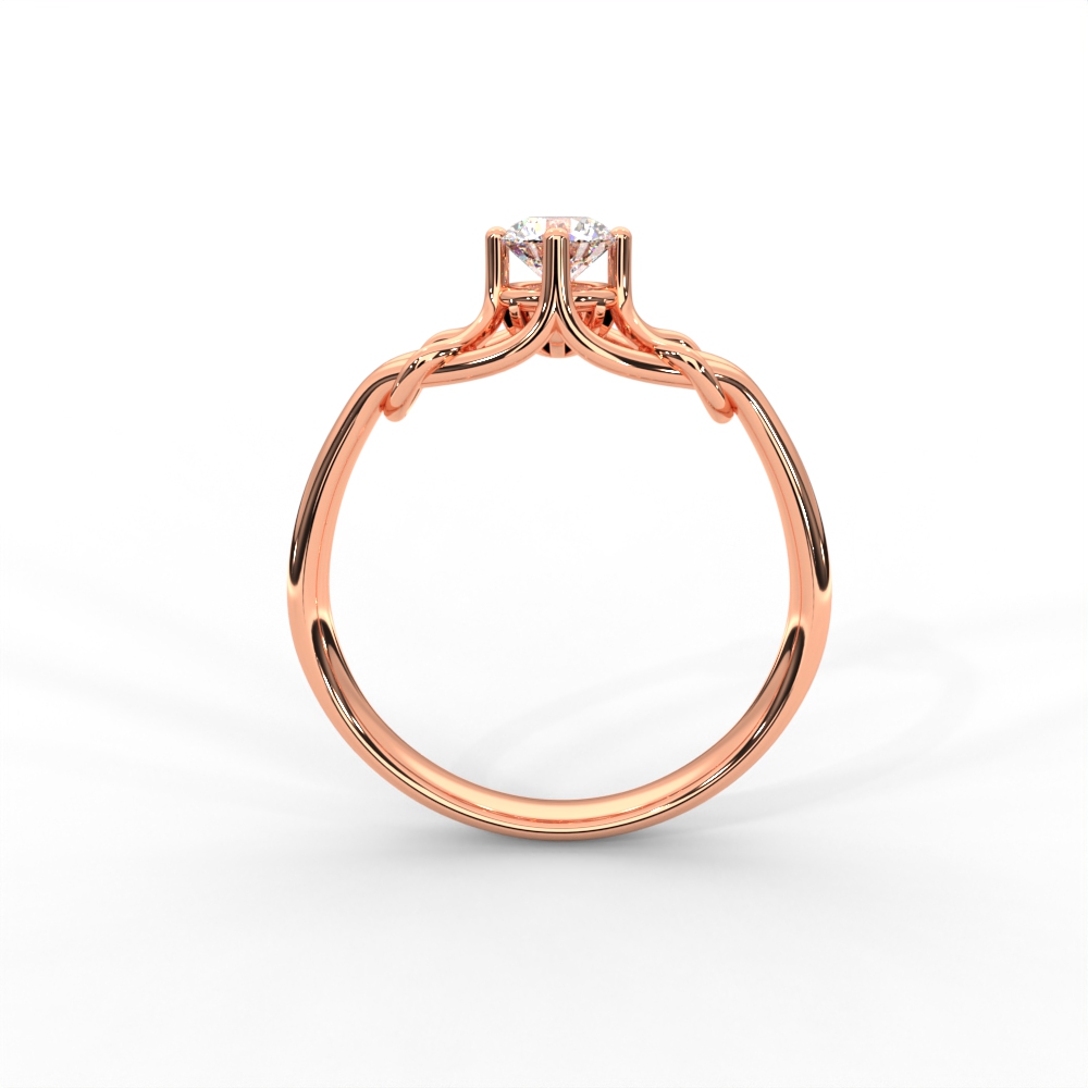 Woven Gold Solitaire Ring with Intricate Diamond Setting - Image 8