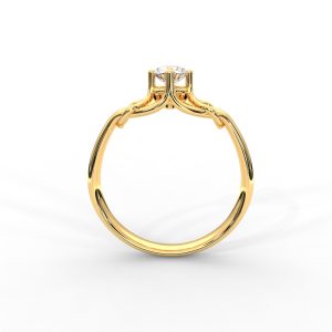 Woven Gold Solitaire Ring with Intricate Diamond Setting - Image 4