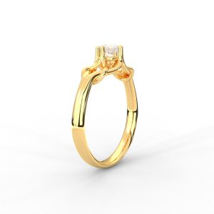 Woven Gold Solitaire Ring with Intricate Diamond Setting - Image 3
