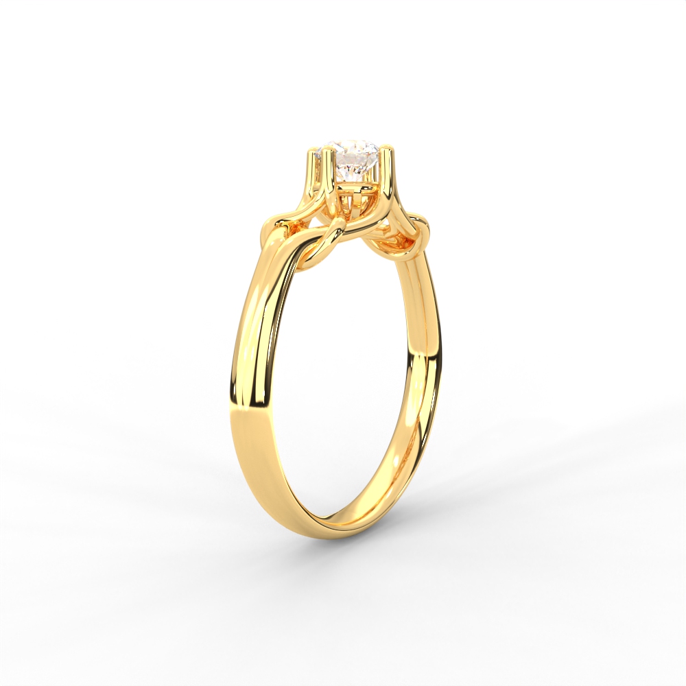 Woven Gold Solitaire Ring with Intricate Diamond Setting - Image 3