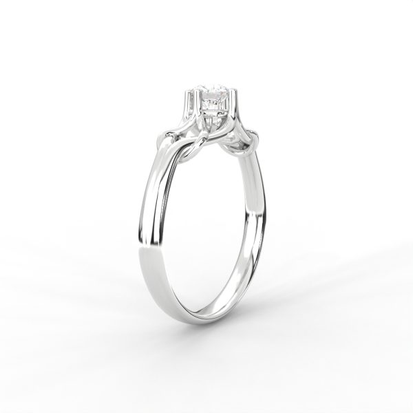 Woven Gold Solitaire Ring with Intricate Diamond Setting - Image 11
