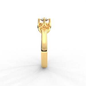 Woven Gold Solitaire Ring with Intricate Diamond Setting - Image 2