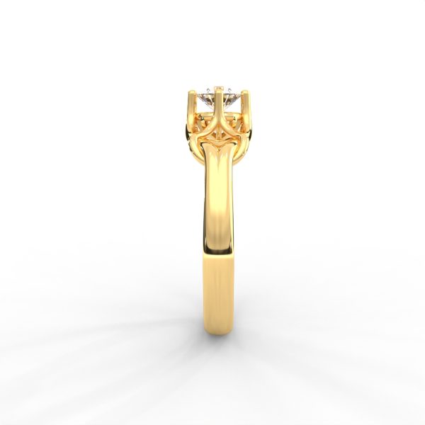 Woven Gold Solitaire Ring with Intricate Diamond Setting - Image 2