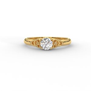 Delicate Scrollwork Gold Solitaire Diamond Ring