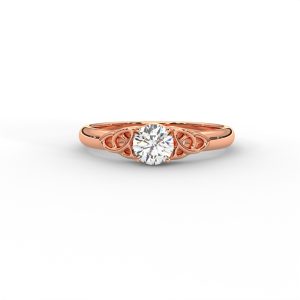Delicate Scrollwork Gold Solitaire Diamond Ring - Image 5