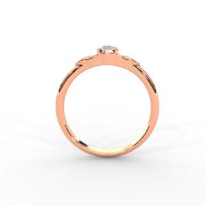 Delicate Scrollwork Gold Solitaire Diamond Ring - Image 7