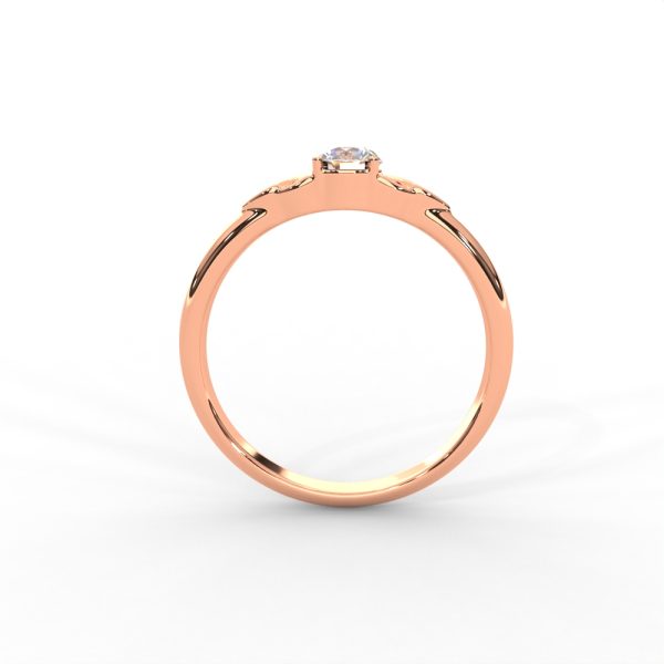 Delicate Scrollwork Gold Solitaire Diamond Ring - Image 7