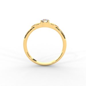 Delicate Scrollwork Gold Solitaire Diamond Ring - Image 4