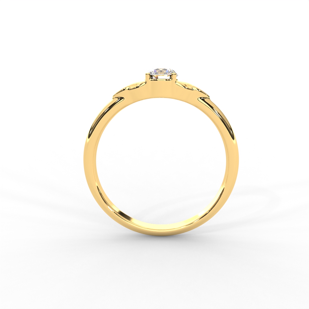 Delicate Scrollwork Gold Solitaire Diamond Ring - Image 4