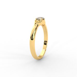 Delicate Scrollwork Gold Solitaire Diamond Ring - Image 3