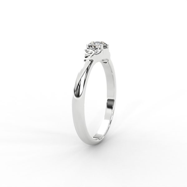 Delicate Scrollwork Gold Solitaire Diamond Ring - Image 12