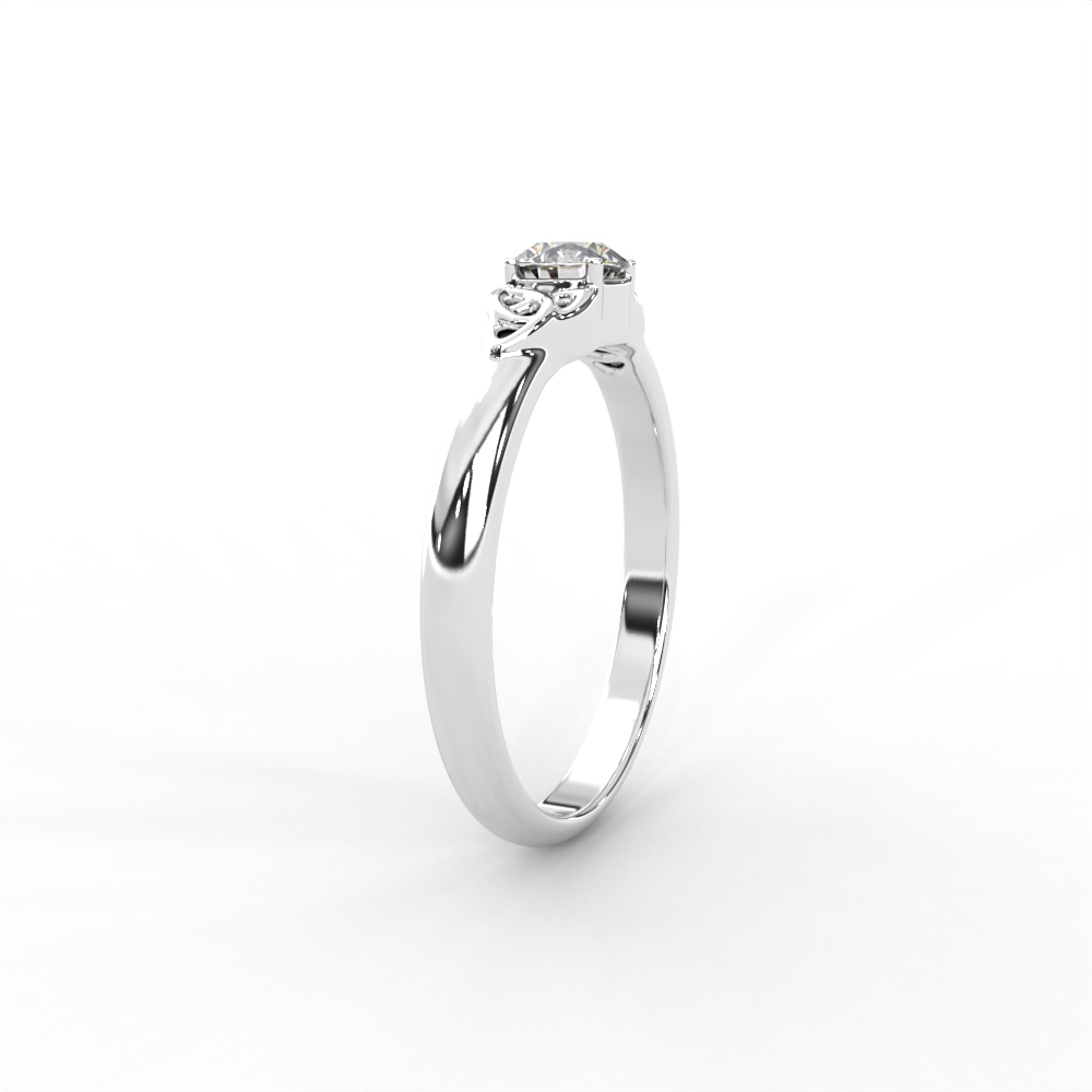 Delicate Scrollwork Gold Solitaire Diamond Ring - Image 12