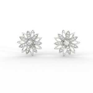 Radiant Petal Diamond Stud Earrings with Floral Openwork Design For Women - Image 3