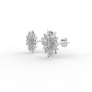 Radiant Petal Diamond Stud Earrings with Floral Openwork Design For Women - Image 4