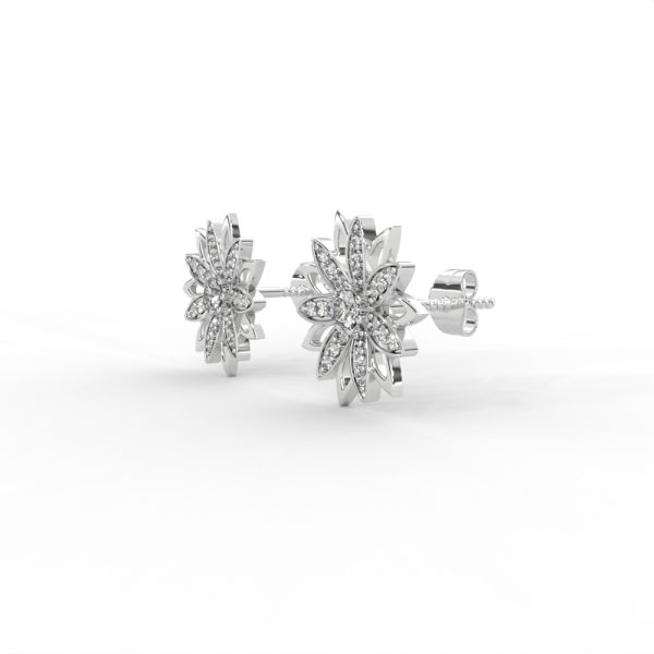 Radiant Petal Diamond Stud Earrings with Floral Openwork Design For Women - Image 4