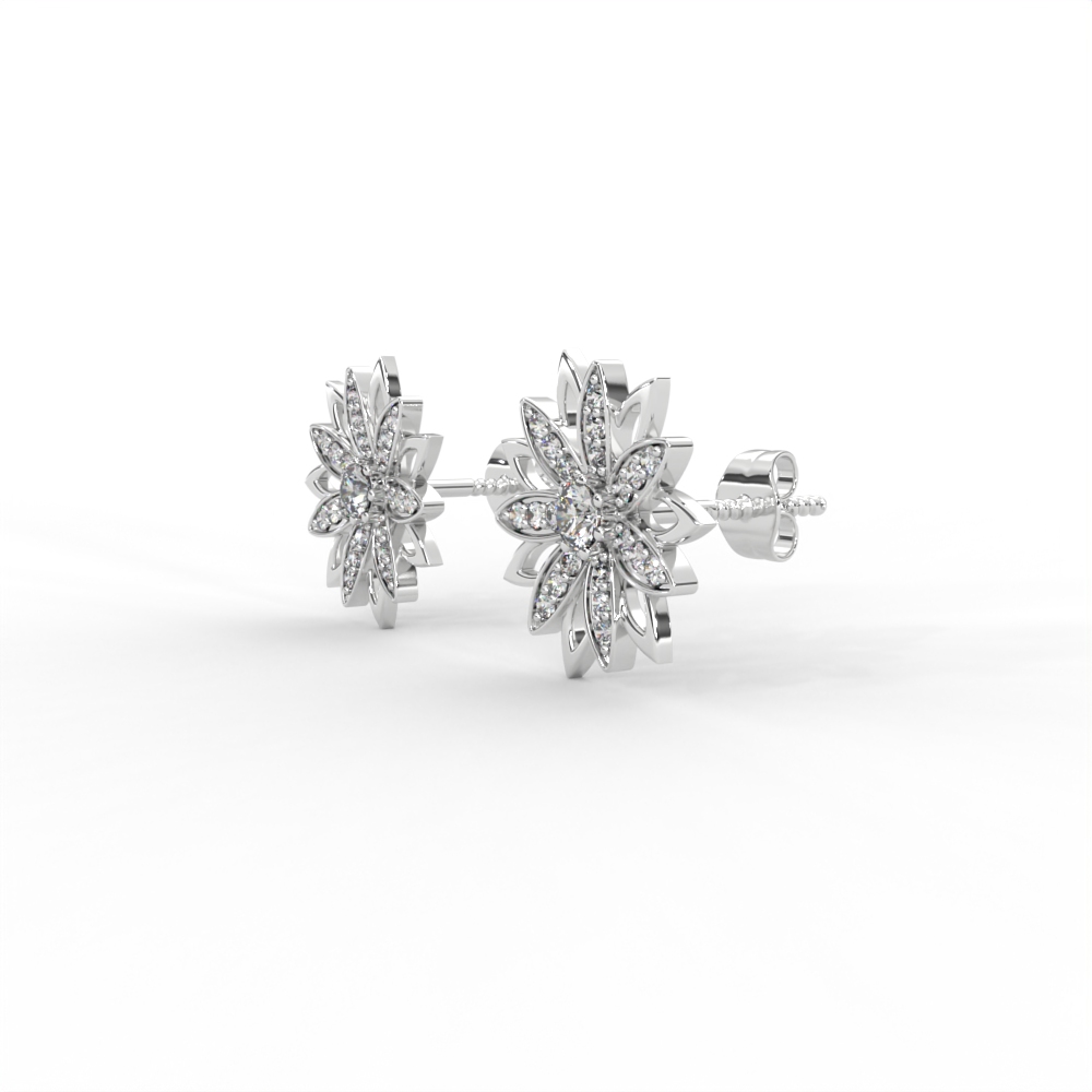 Radiant Petal Diamond Stud Earrings with Floral Openwork Design For Women - Image 4