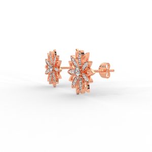 Radiant Petal Diamond Stud Earrings with Floral Openwork Design For Women - Image 5