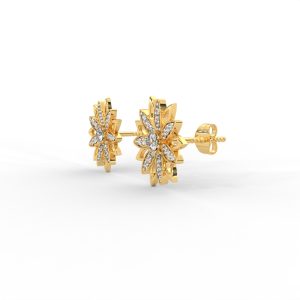 Radiant Petal Diamond Stud Earrings with Floral Openwork Design For Women - Image 6