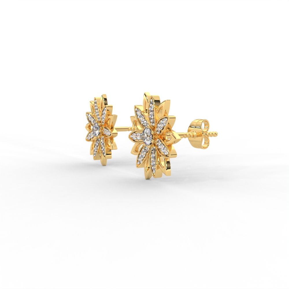 Radiant Petal Diamond Stud Earrings with Floral Openwork Design For Women - Image 6