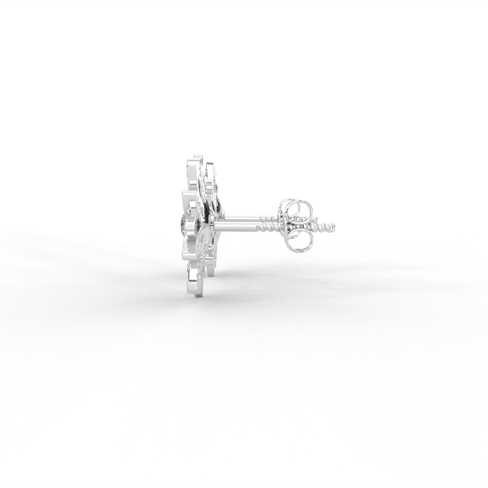 Radiant Petal Diamond Stud Earrings with Floral Openwork Design For Women - Image 9