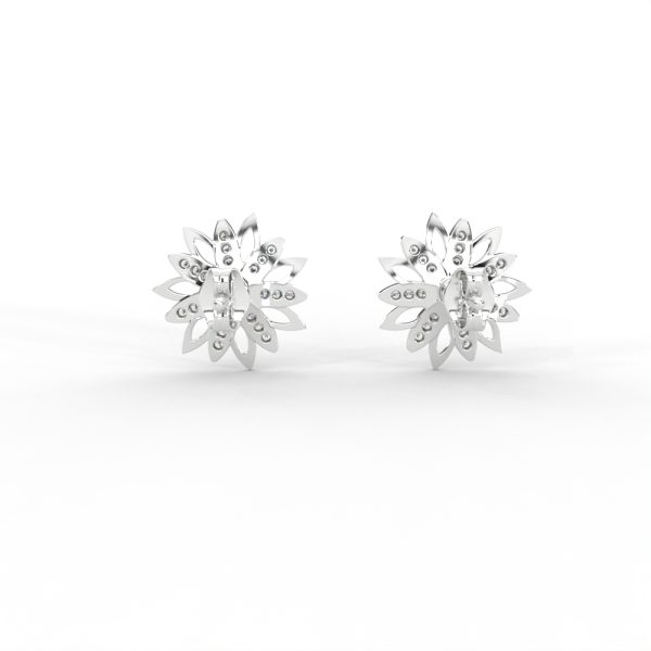 Radiant Petal Diamond Stud Earrings with Floral Openwork Design For Women - Image 10