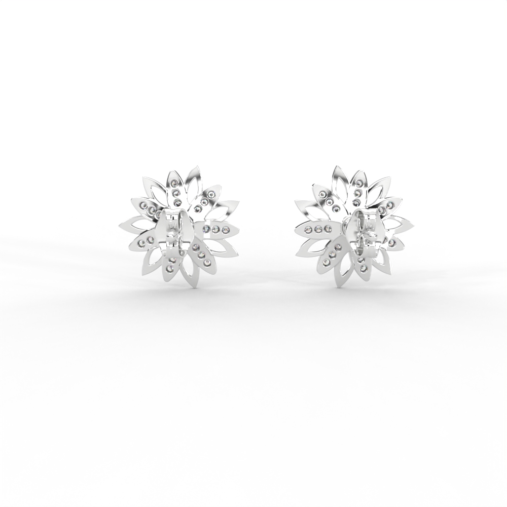 Radiant Petal Diamond Stud Earrings with Floral Openwork Design For Women - Image 10
