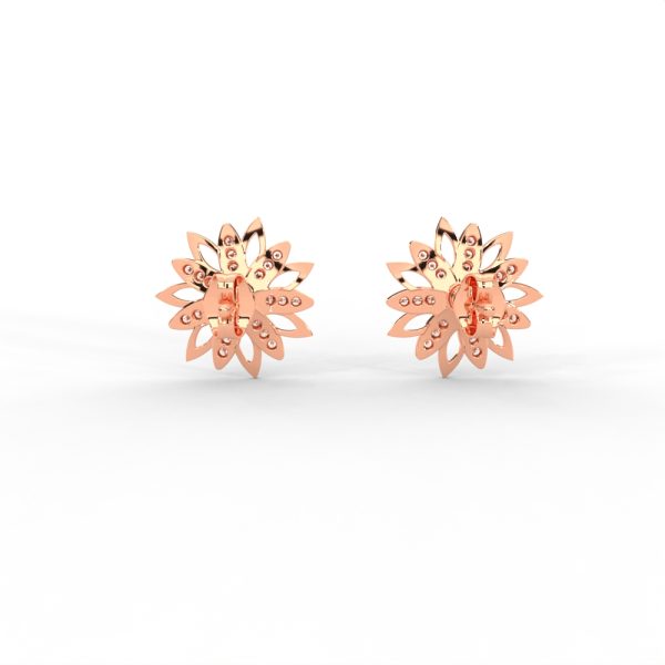 Radiant Petal Diamond Stud Earrings with Floral Openwork Design For Women - Image 11