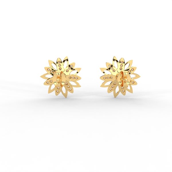 Radiant Petal Diamond Stud Earrings with Floral Openwork Design For Women - Image 12