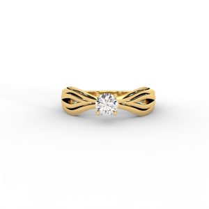 Wave Twist Solitaire Diamond Ring in 14K & 18K Gold
