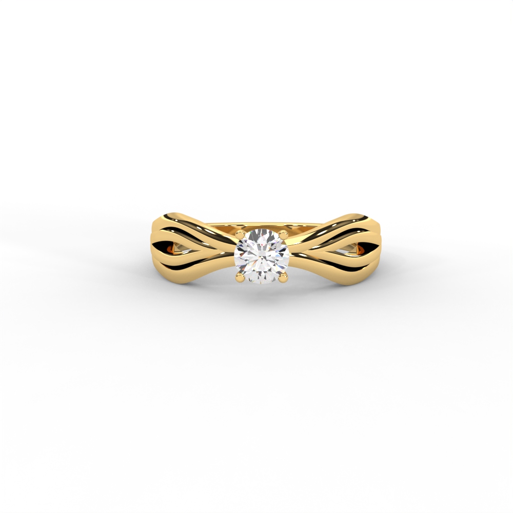 Wave Twist Solitaire Diamond Ring in 14K & 18K Gold - Image 1