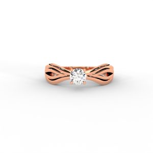 Wave Twist Solitaire Diamond Ring in 14K & 18K Gold - Image 5